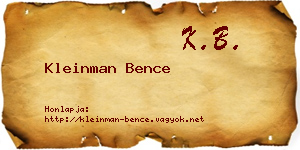 Kleinman Bence névjegykártya
